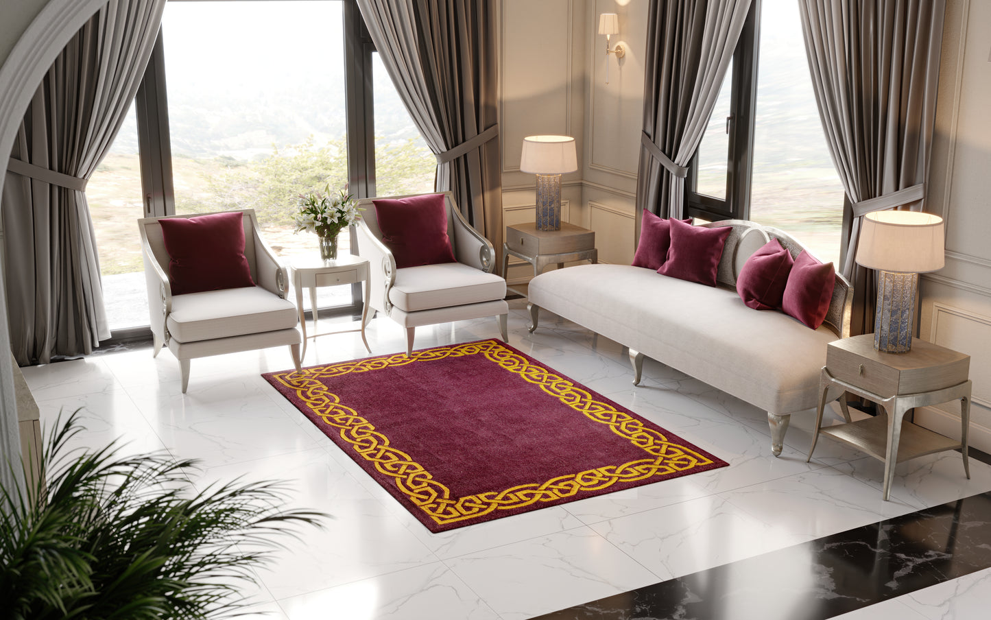Plum Wool Area Rug